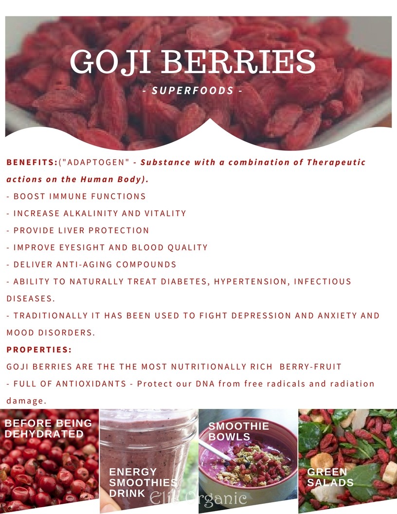 GOJI BERRIES - SUPER FOODS - BAYAS DE GOJI - SUPERALIMENTOS